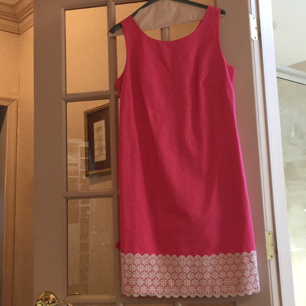 Pink Lily Pulitzer dress with lace and bows